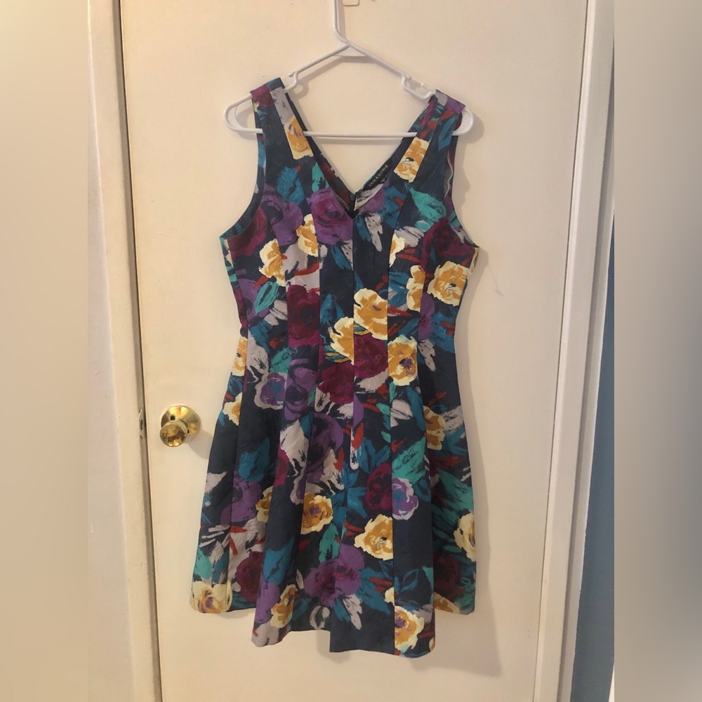 Kaya & Sloane Floral Print Sleeveless Jacquard Short Dress size Large